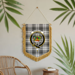 Douglas Grey Modern Tartan Crest Wall Hanging Banner - Wood Pole