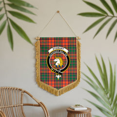 Stewart of Appin Ancient Tartan Crest Wall Hanging Banner - Wood Pole