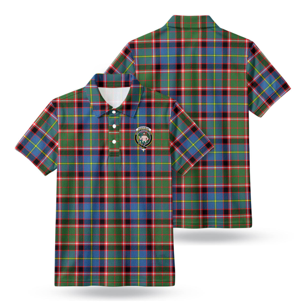 Aikenhead Tartan Crest Birdseye Mesh Polo Shirt
