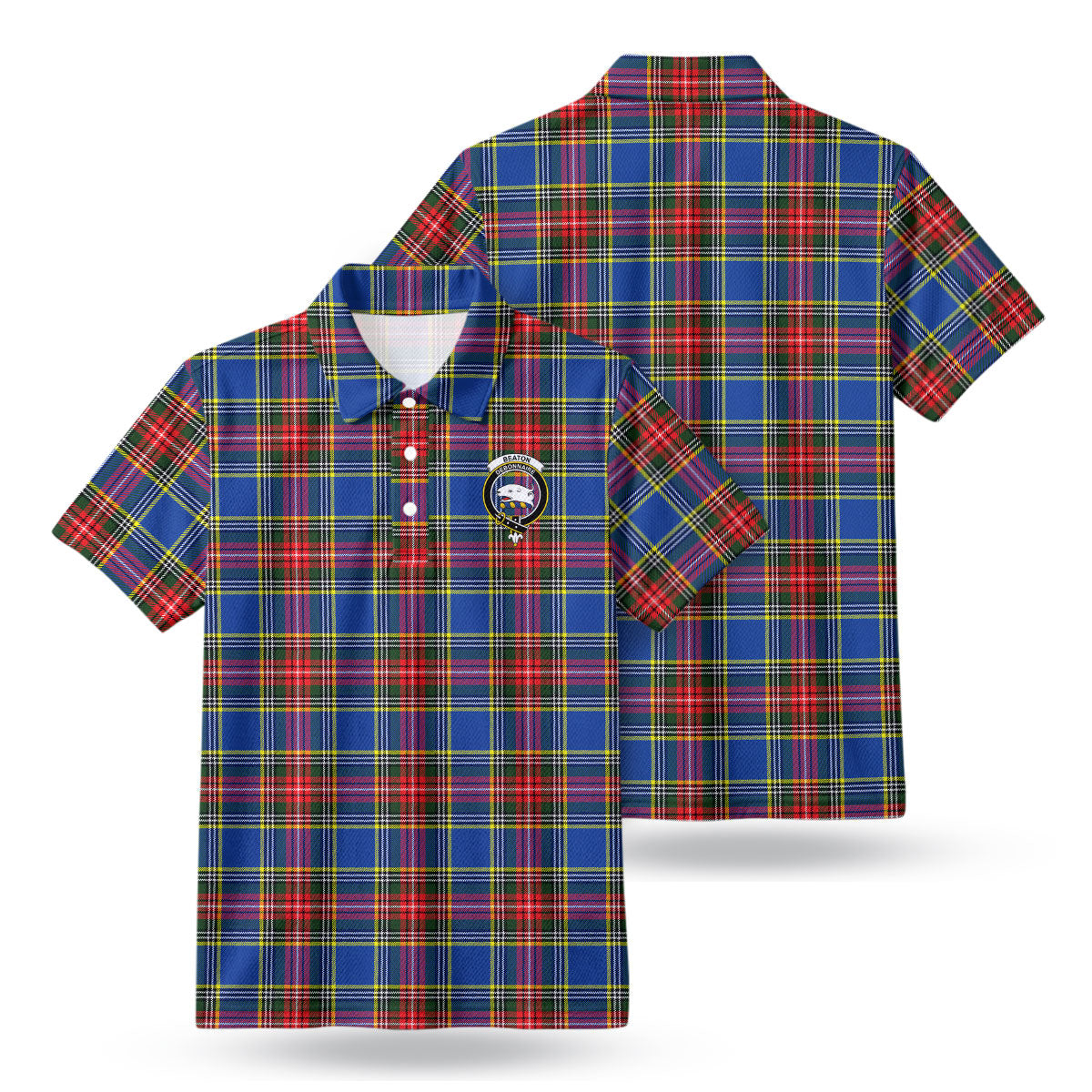 Beaton Modern Tartan Crest Birdseye Mesh Polo Shirt