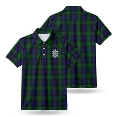 Black Watch Tartan Crest Birdseye Mesh Polo Shirt