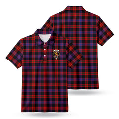 Brown Modern Tartan Crest Birdseye Mesh Polo Shirt