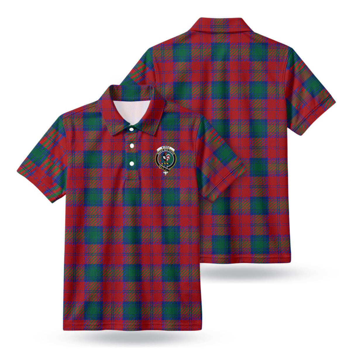 Byres Tartan Crest Birdseye Mesh Polo Shirt