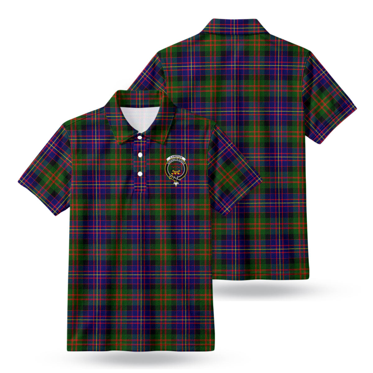 Cameron of Erracht Modern Tartan Crest Birdseye Mesh Polo Shirt