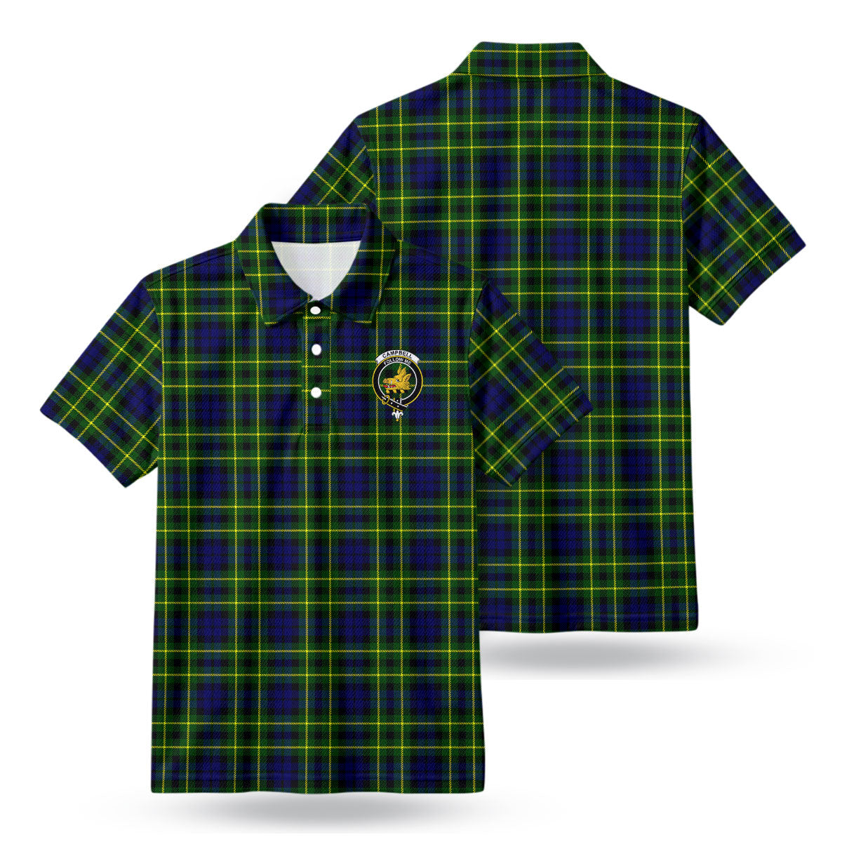 Campbell of Breadalbane Modern Tartan Crest Birdseye Mesh Polo Shirt