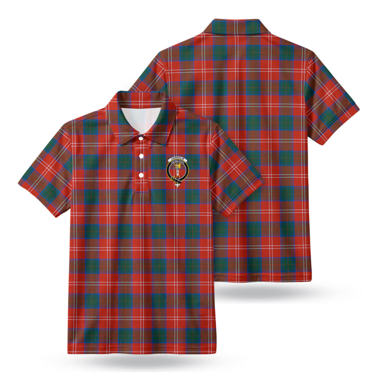 Chisholm Ancient Tartan Crest Birdseye Mesh Polo Shirt