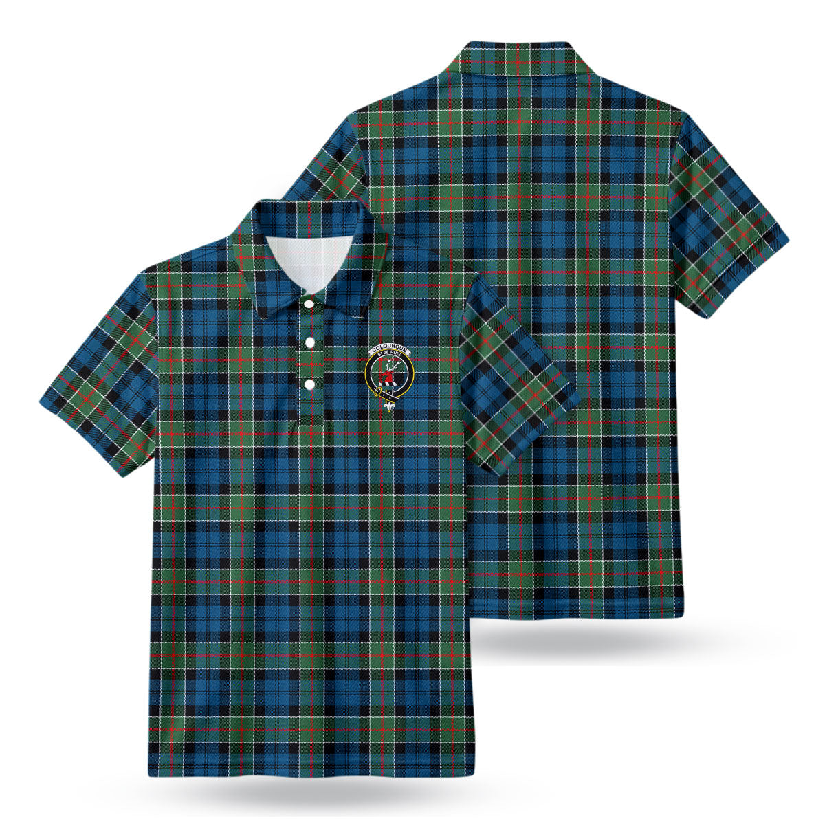 Colquhoun Ancient Tartan Crest Birdseye Mesh Polo Shirt
