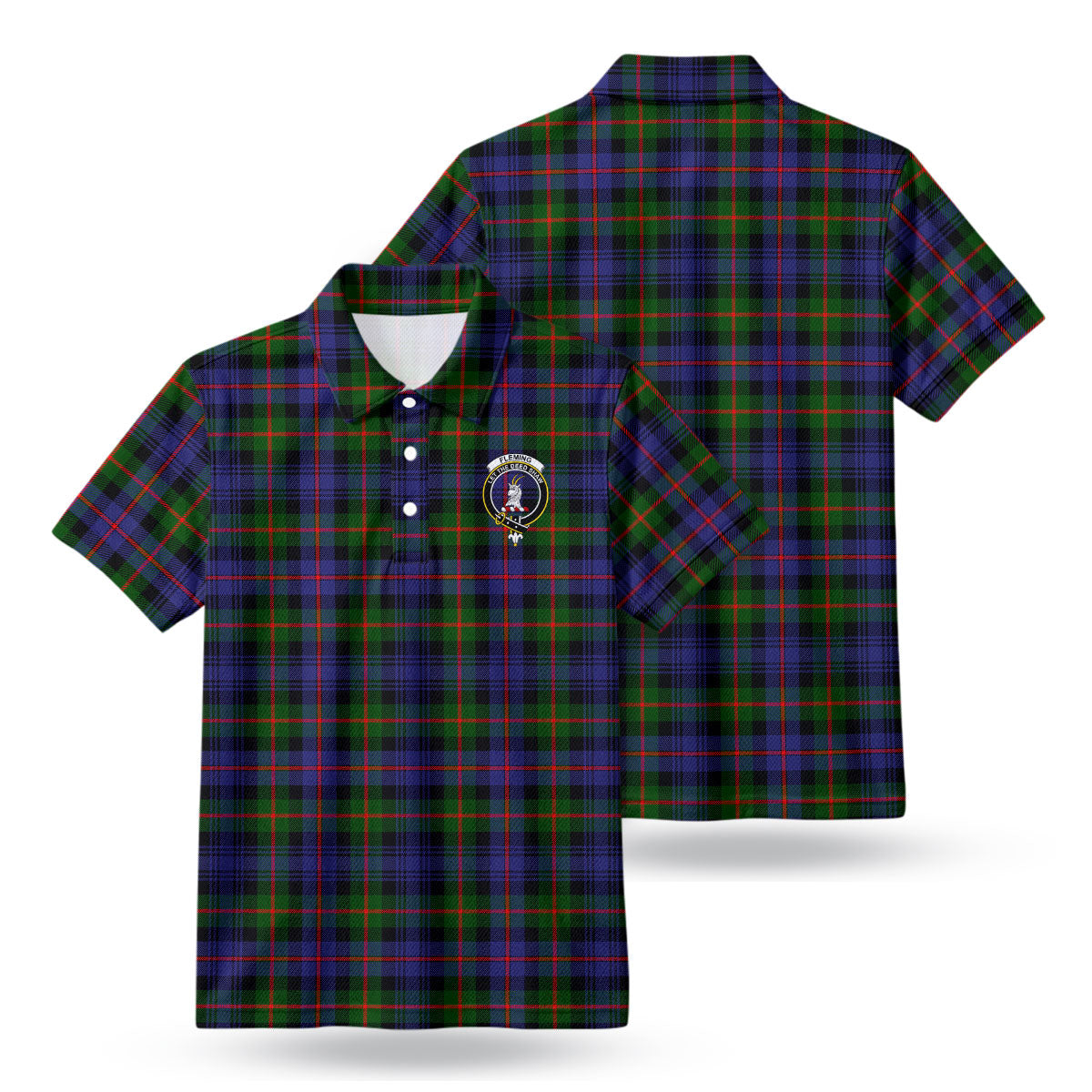 Fleming Tartan Crest Birdseye Mesh Polo Shirt