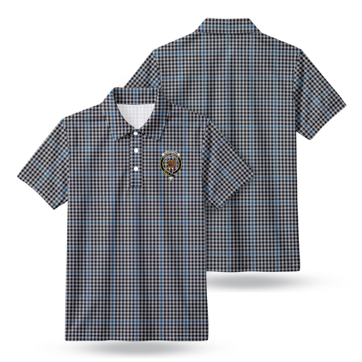 Gladstone Tartan Crest Birdseye Mesh Polo Shirt