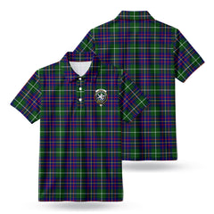 Inglis Modern Tartan Crest Birdseye Mesh Polo Shirt