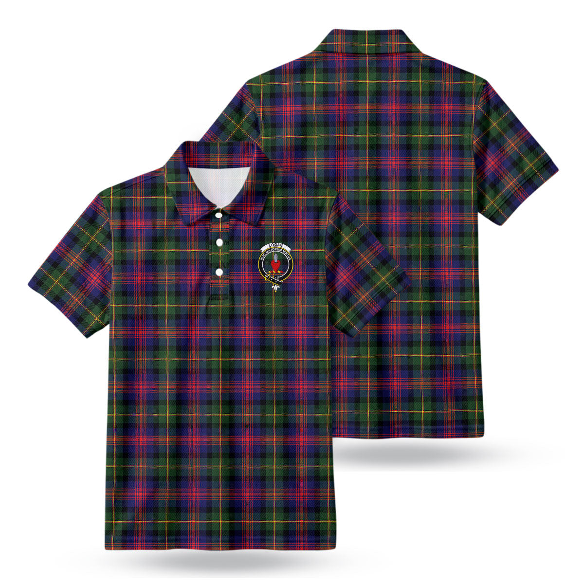 Logan Modern Tartan Crest Birdseye Mesh Polo Shirt