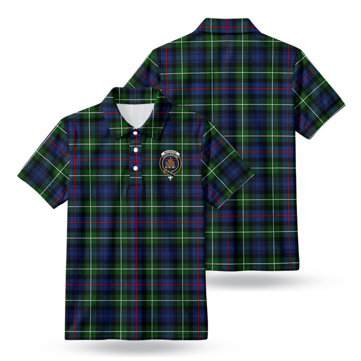 MacKenzie Modern Tartan Crest Birdseye Mesh Polo Shirt