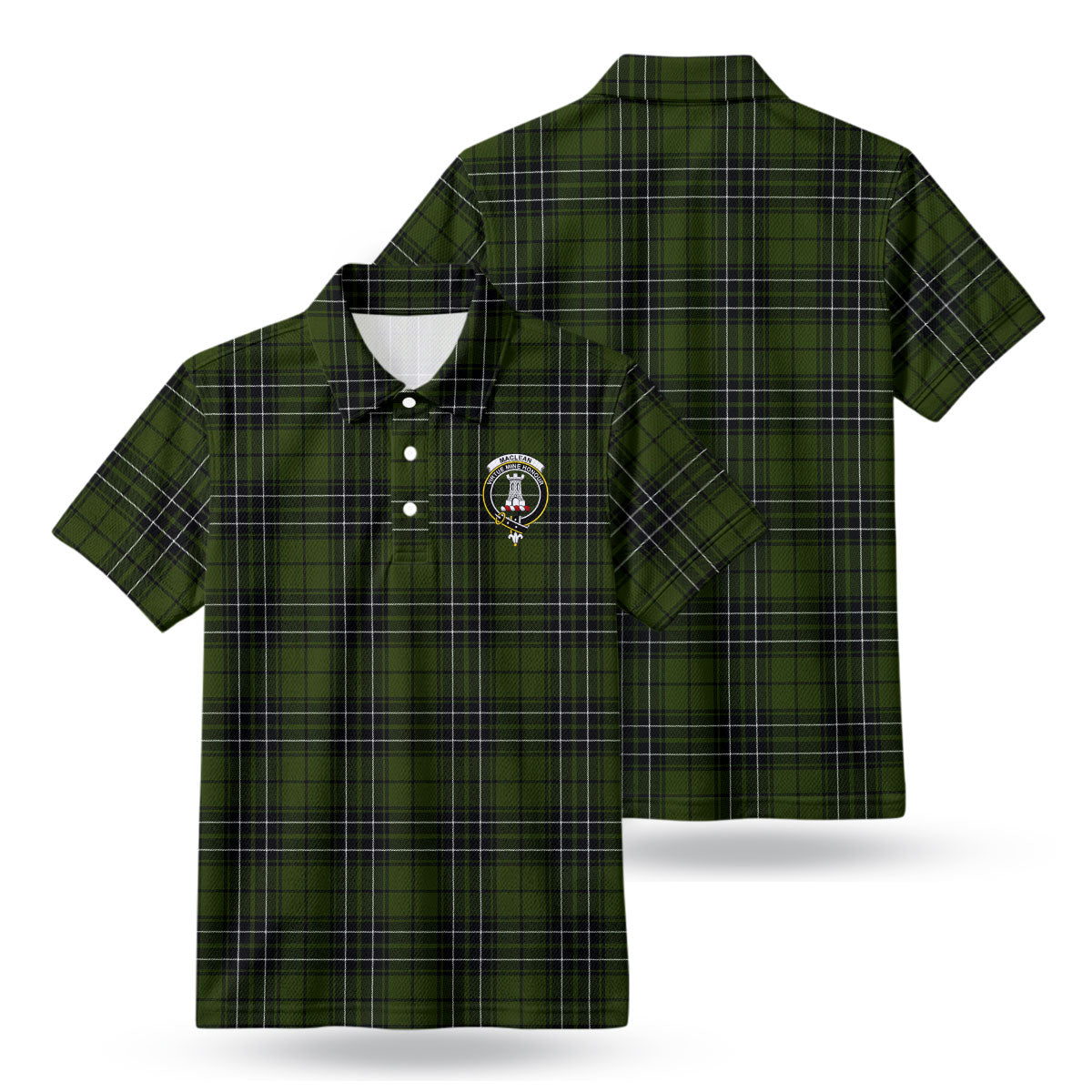 MacLean Hunting Tartan Crest Birdseye Mesh Polo Shirt