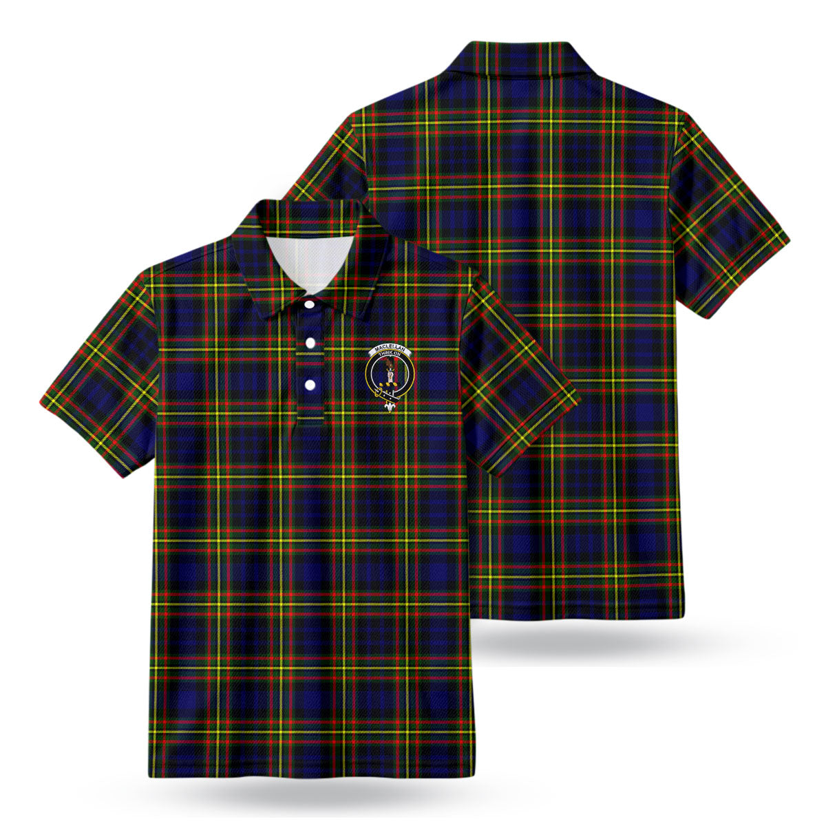 MacLellan Modern Tartan Crest Birdseye Mesh Polo Shirt