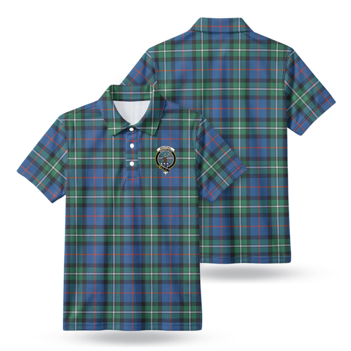 MacPhail Hunting Ancient Tartan Crest Birdseye Mesh Polo Shirt
