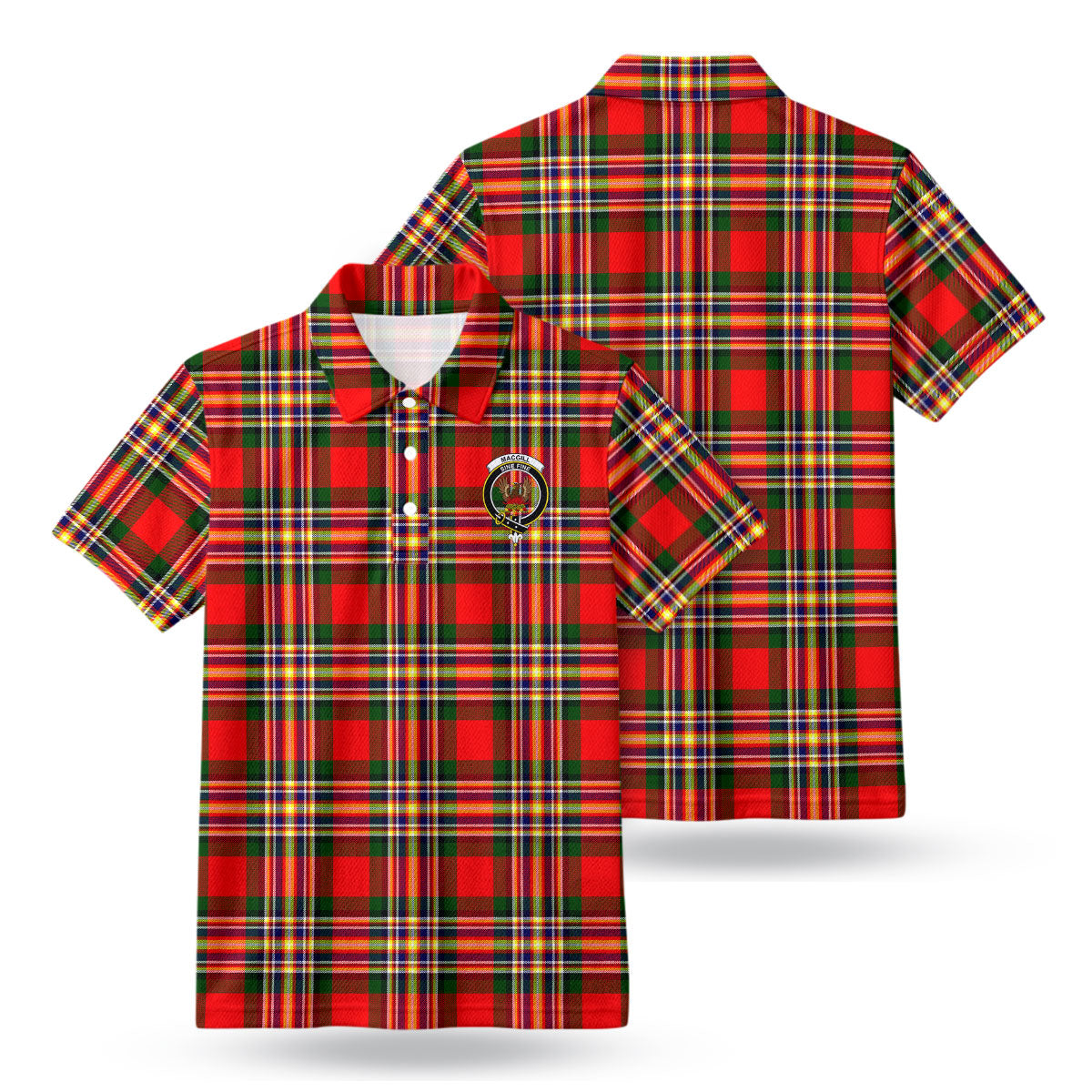 Makgill Tartan Crest Birdseye Mesh Polo Shirt