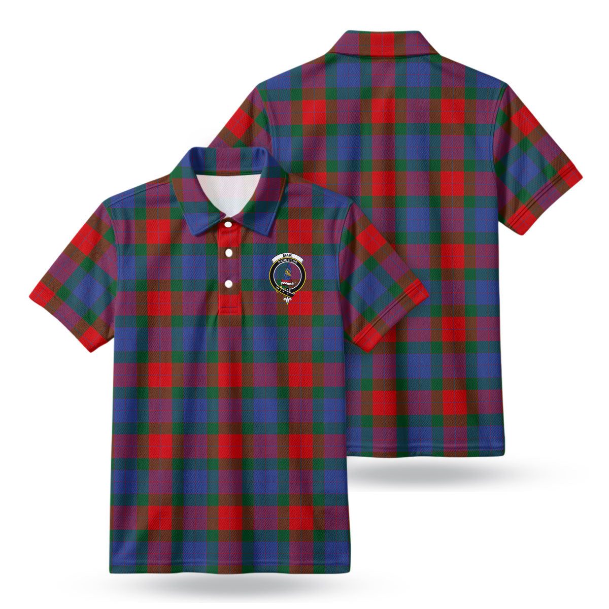 Mar Tartan Crest Birdseye Mesh Polo Shirt