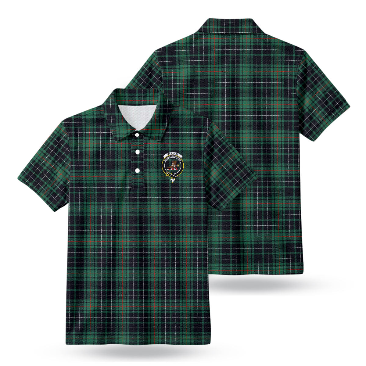 McAulay Hunting Ancient Tartan Crest Birdseye Mesh Polo Shirt