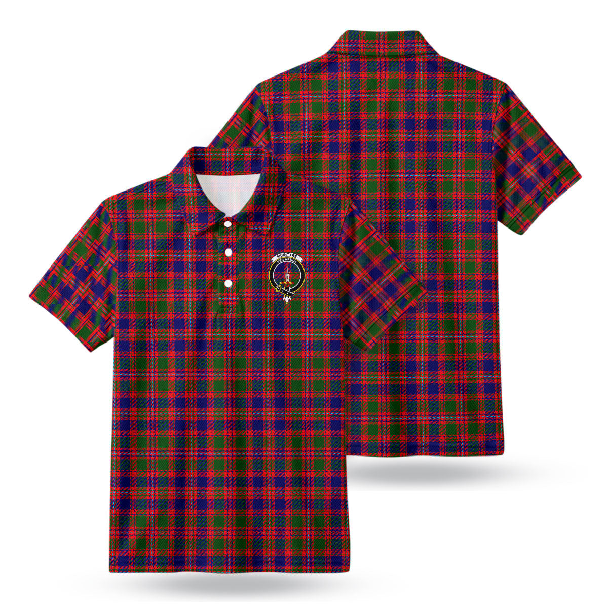 McIntyre Modern Tartan Crest Birdseye Mesh Polo Shirt