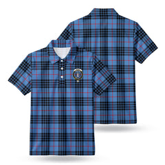 McKay Blue Tartan Crest Birdseye Mesh Polo Shirt
