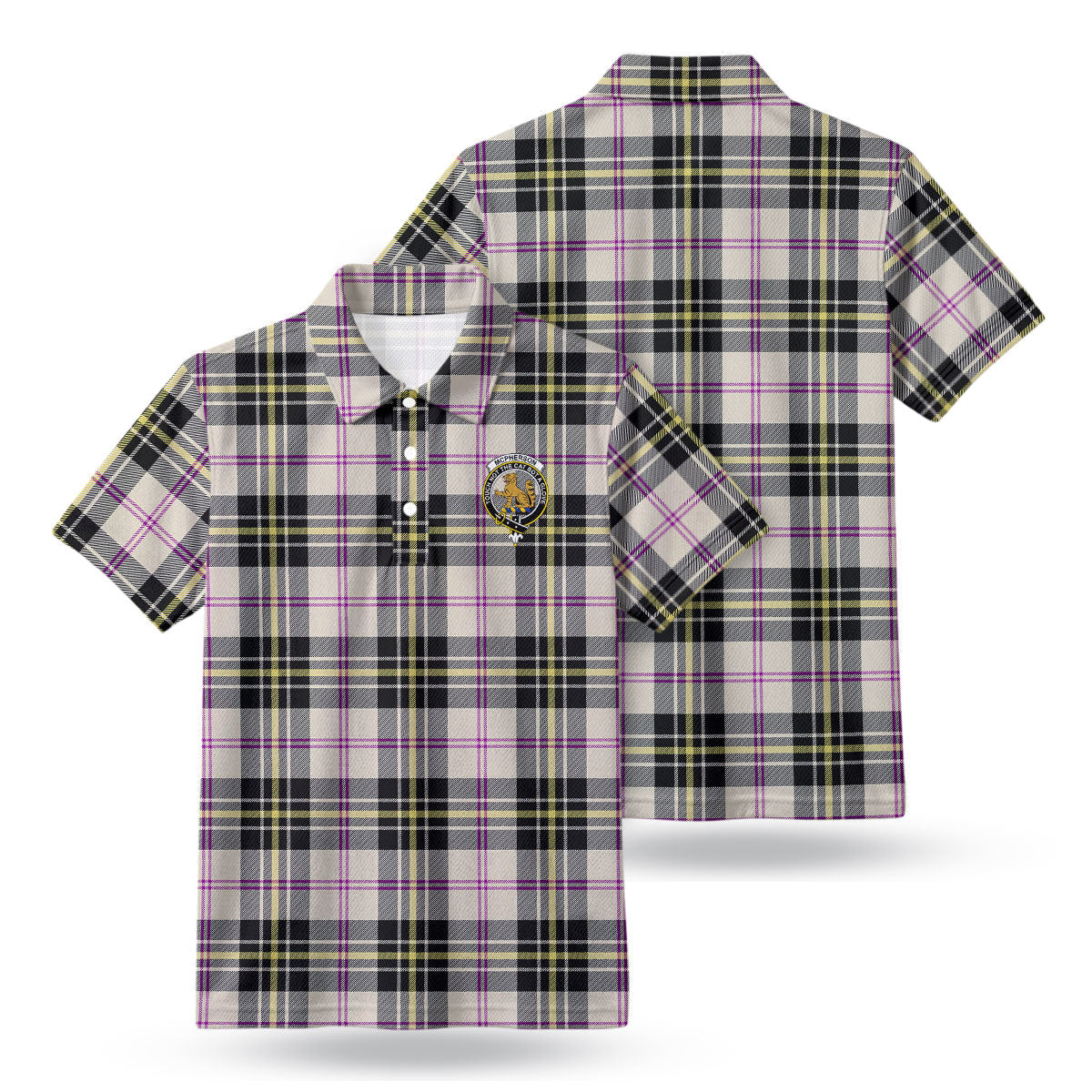McPherson Dress Ancient Tartan Crest Birdseye Mesh Polo Shirt