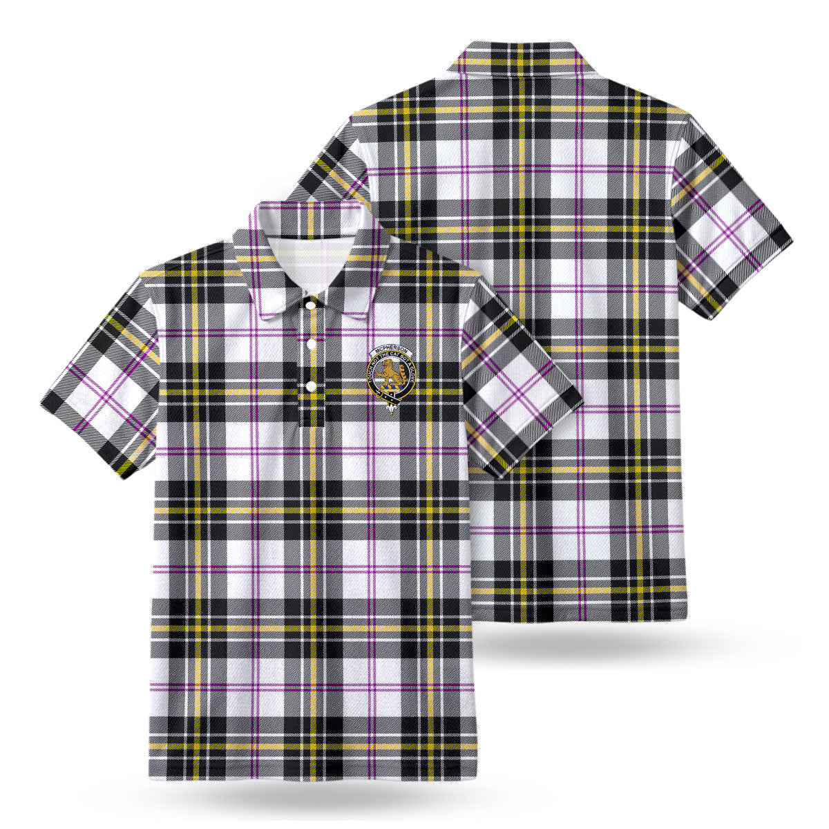 McPherson Dress Modern Tartan Crest Birdseye Mesh Polo Shirt