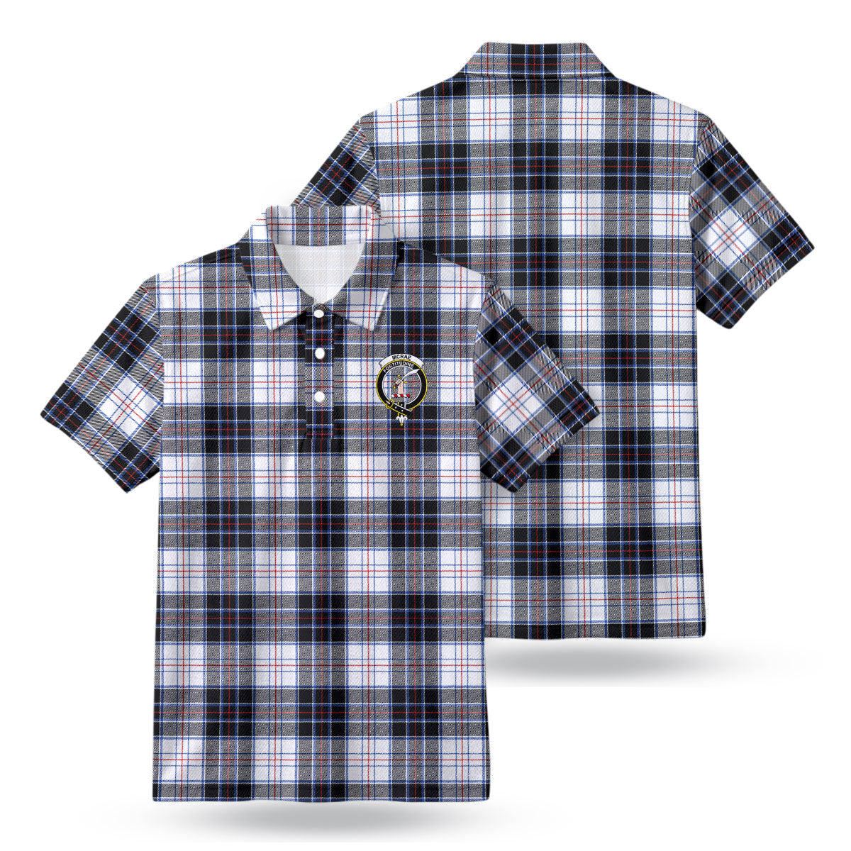McRae Dress Modern Tartan Crest Birdseye Mesh Polo Shirt