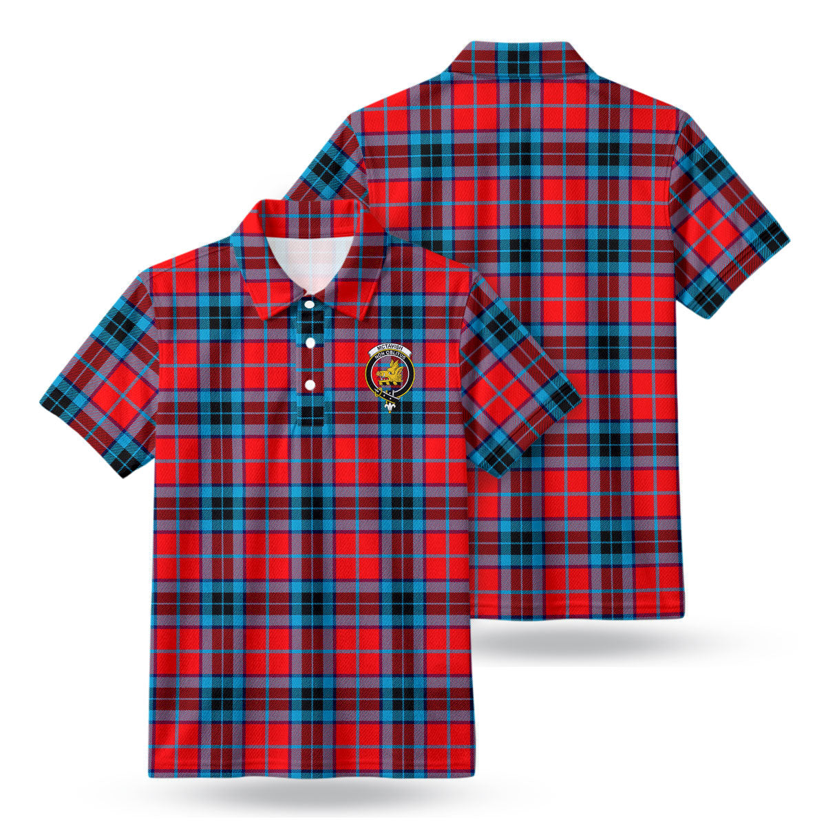 McTavish Modern Tartan Crest Birdseye Mesh Polo Shirt