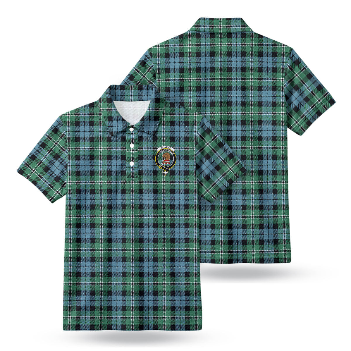 Melville Tartan Crest Birdseye Mesh Polo Shirt