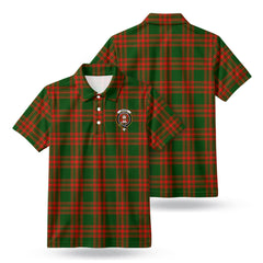 Menzies Green Modern Tartan Crest Birdseye Mesh Polo Shirt