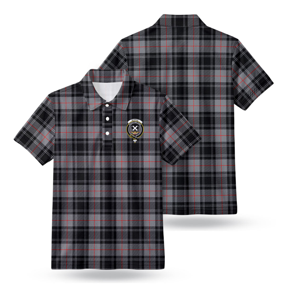 Moffat Modern Tartan Crest Birdseye Mesh Polo Shirt