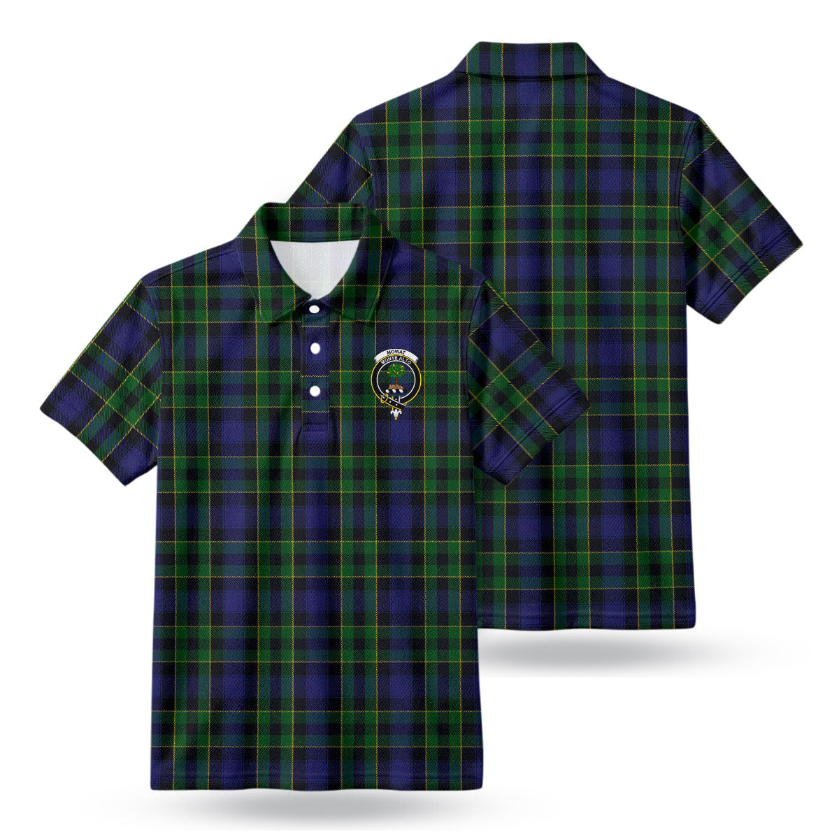 Mowat Modern Tartan Crest Birdseye Mesh Polo Shirt