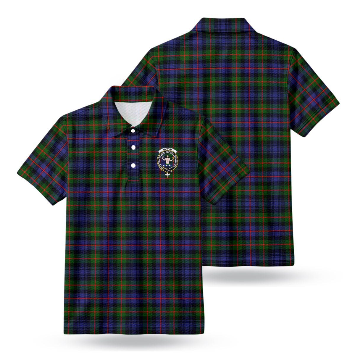 Murray of Atholl Modern Tartan Crest Birdseye Mesh Polo Shirt