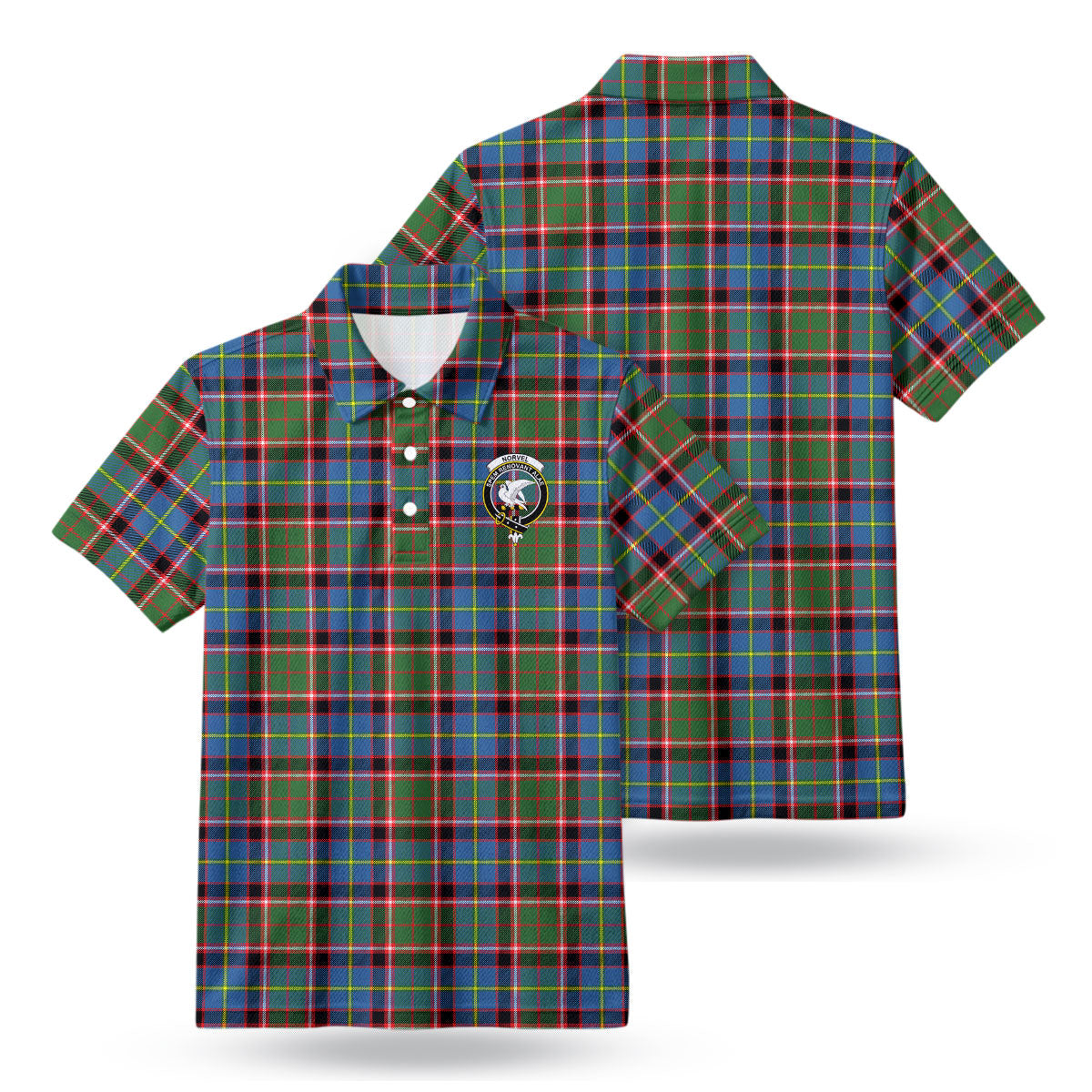 Norvel (or Norvill) Tartan Crest Birdseye Mesh Polo Shirt