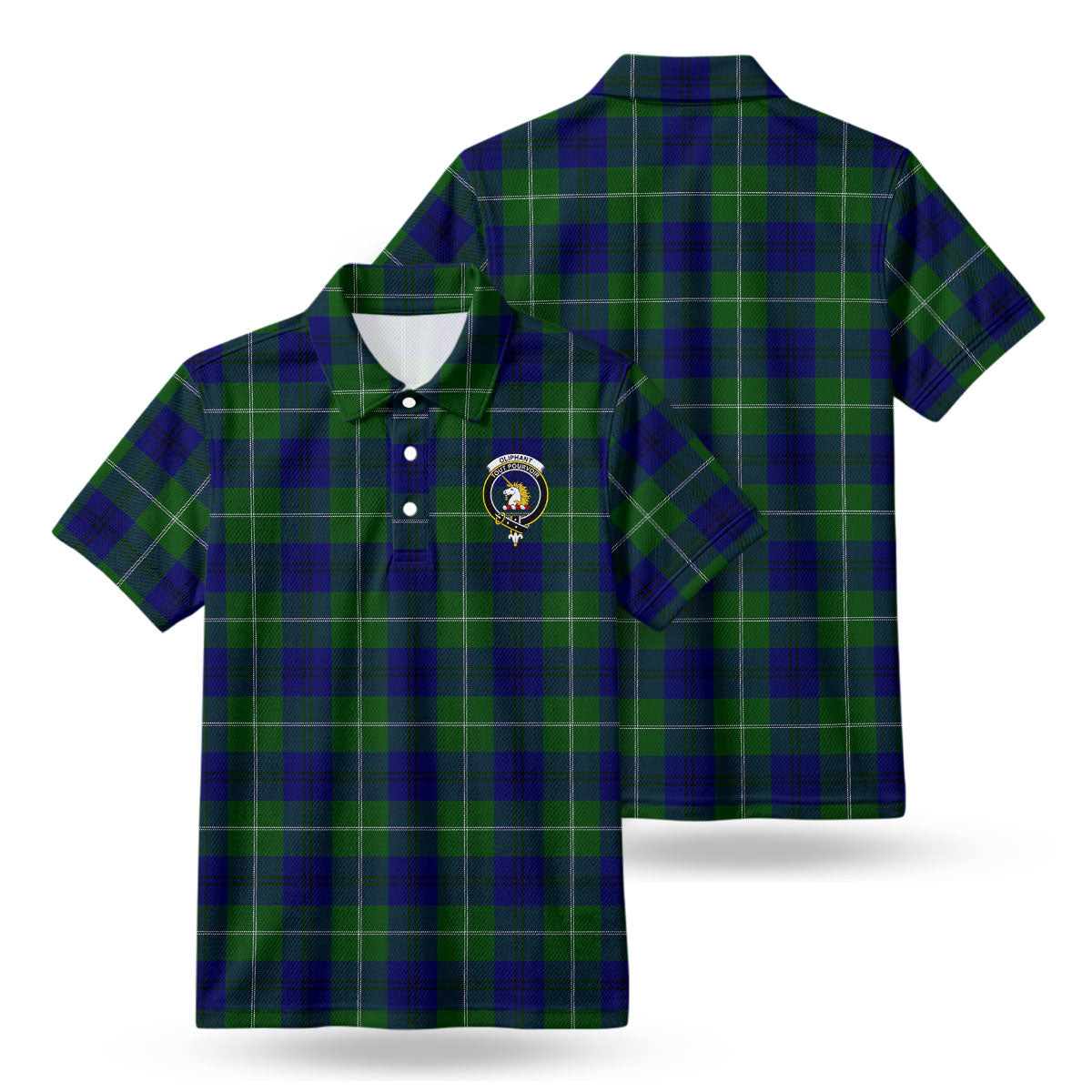 Oliphant Modern Tartan Crest Birdseye Mesh Polo Shirt