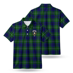 Oliphant Modern Tartan Crest Birdseye Mesh Polo Shirt