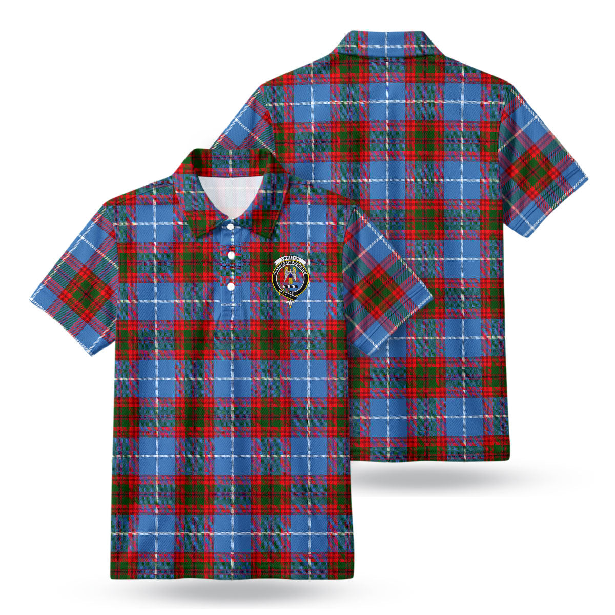 Preston Tartan Crest Birdseye Mesh Polo Shirt