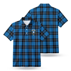 Ramsay Blue Ancient Tartan Crest Birdseye Mesh Polo Shirt