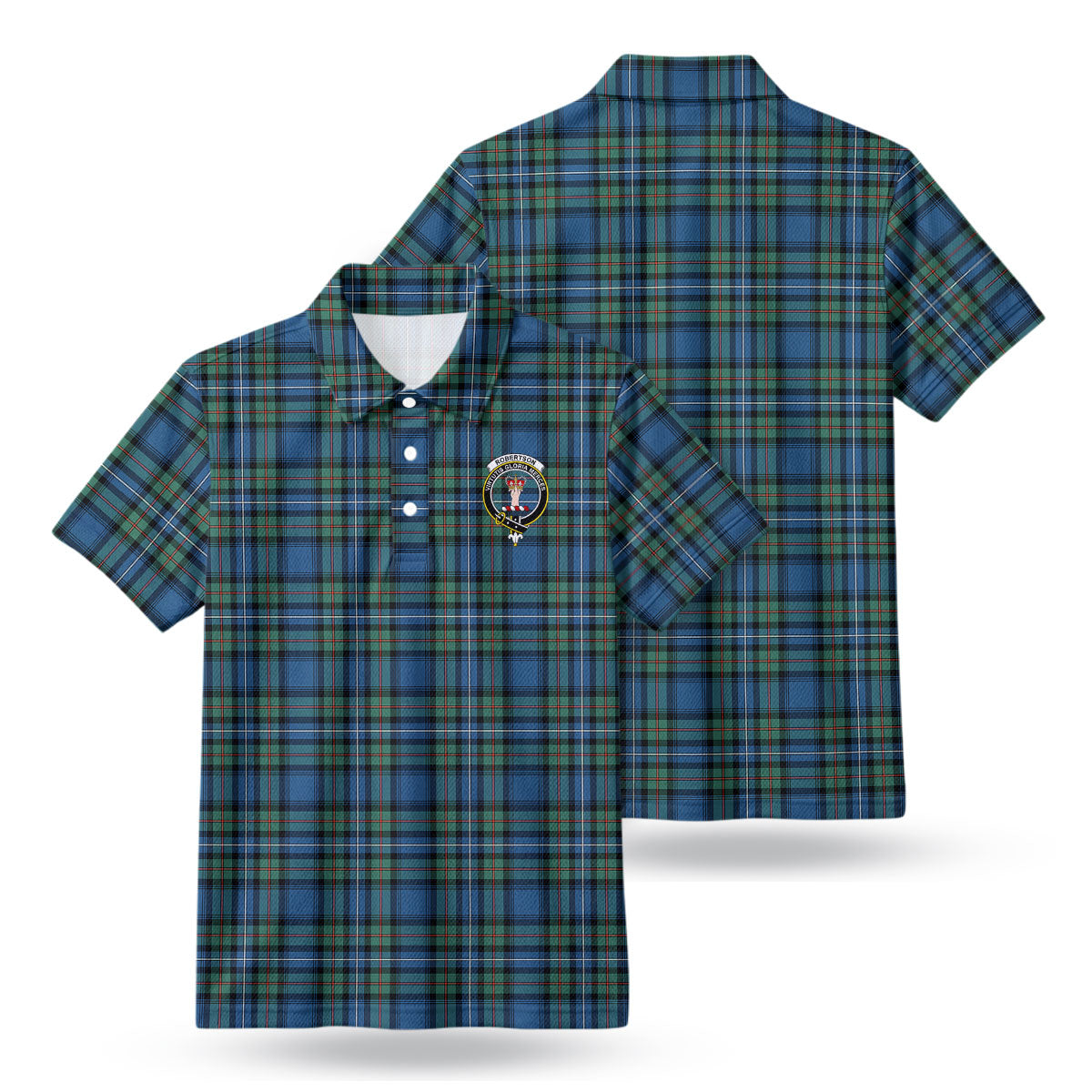 Robertson Hunting Ancient Tartan Crest Birdseye Mesh Polo Shirt