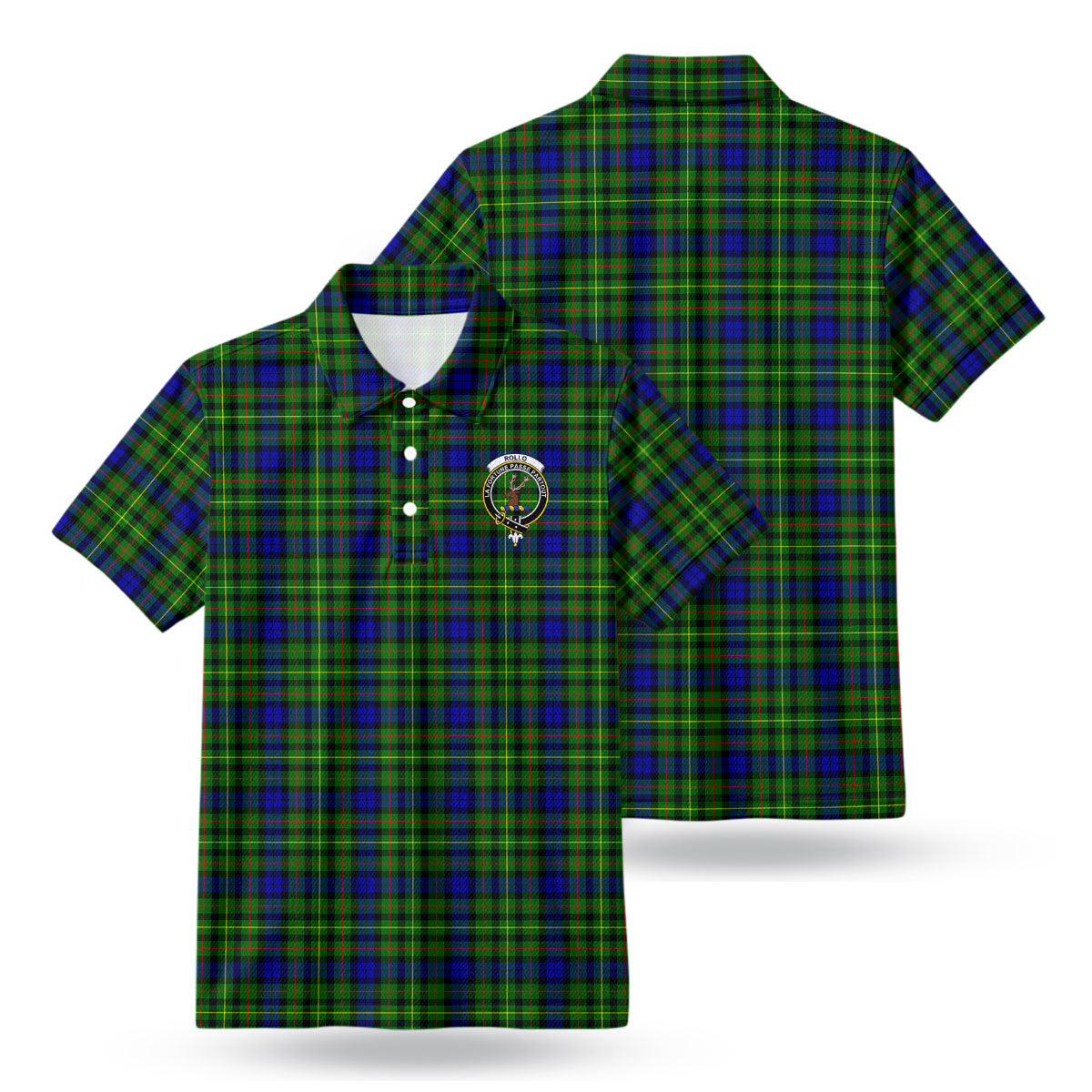 Rollo Modern Tartan Crest Birdseye Mesh Polo Shirt