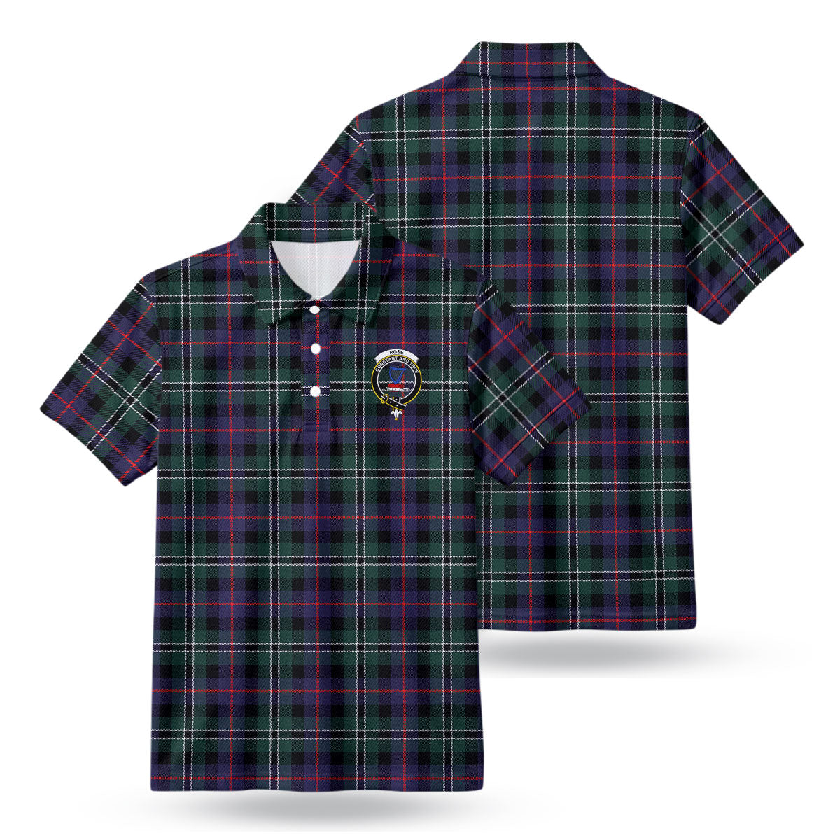 Rose Hunting Modern Tartan Crest Birdseye Mesh Polo Shirt