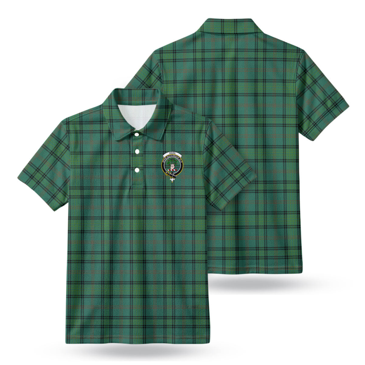 Ross Hunting Ancient Tartan Crest Birdseye Mesh Polo Shirt