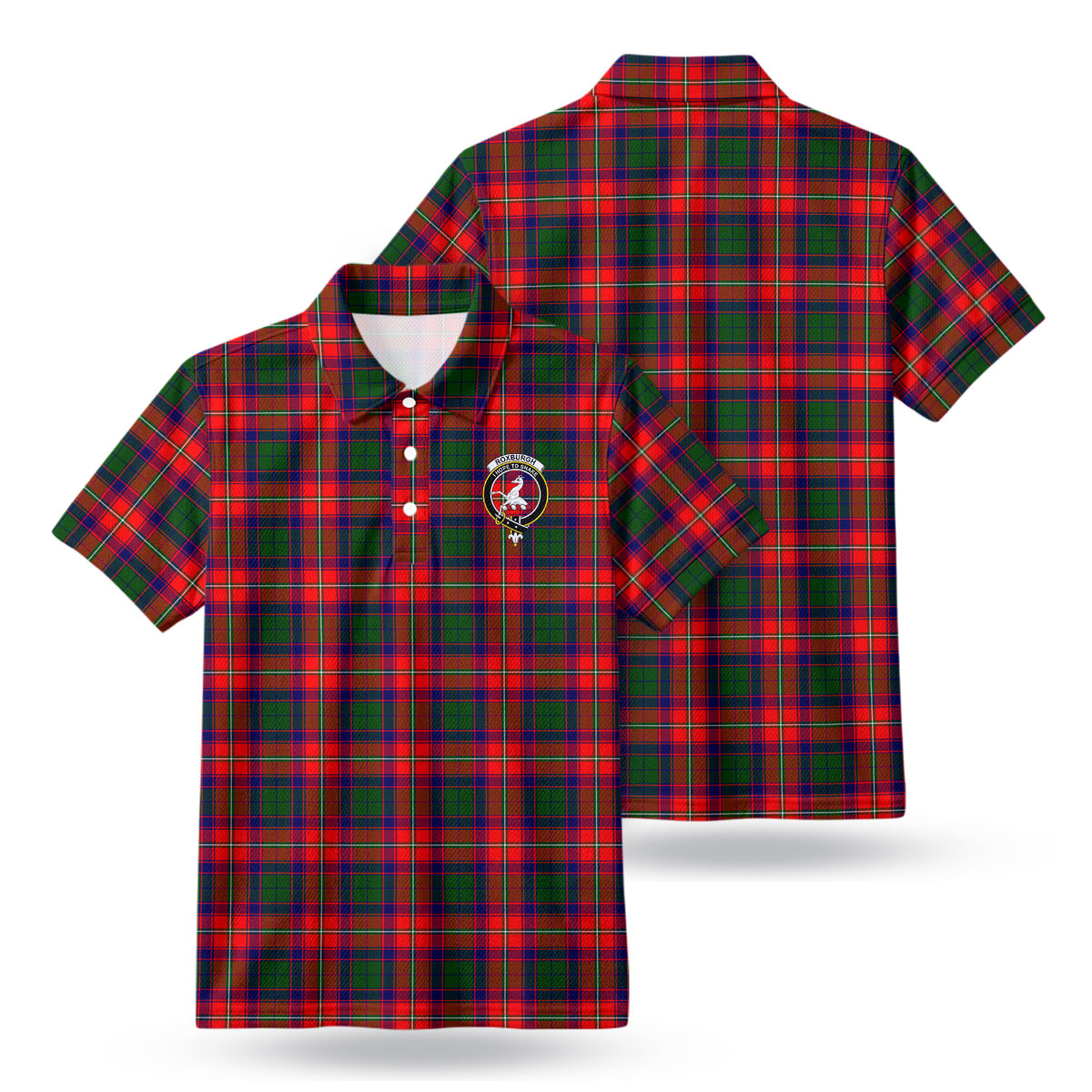 Roxburgh District Tartan Crest Birdseye Mesh Polo Shirt