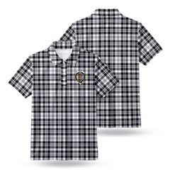 Scott Black & White Modern Tartan Crest Birdseye Mesh Polo Shirt