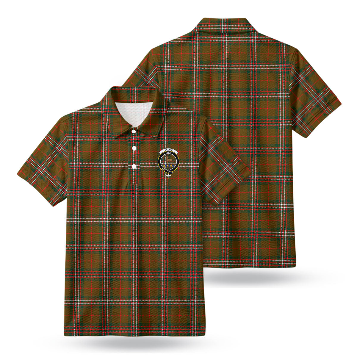 Scott Brown Modern Tartan Crest Birdseye Mesh Polo Shirt