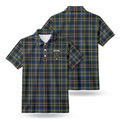 Scott Green Modern Tartan Crest Birdseye Mesh Polo Shirt