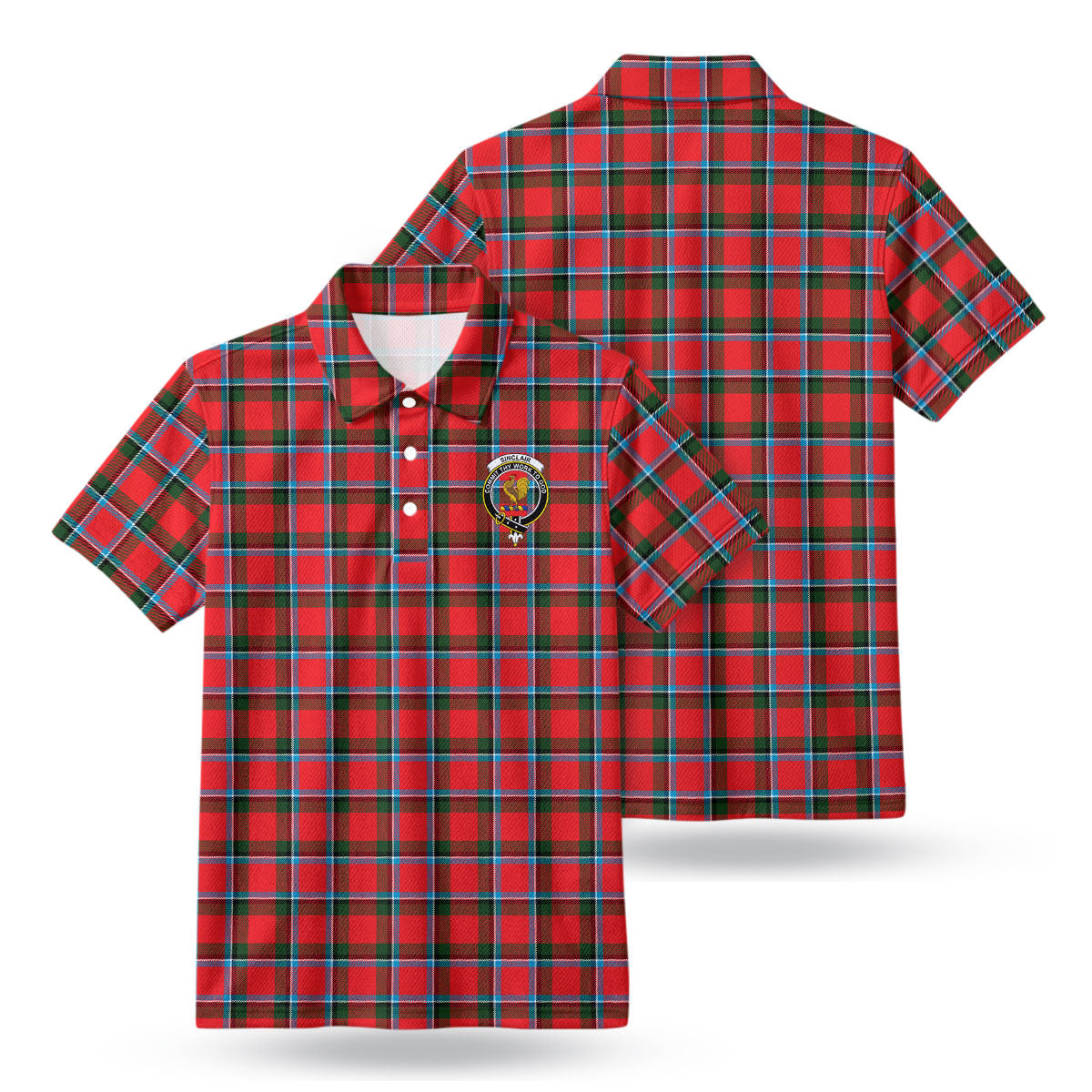 Sinclair Modern Tartan Crest Birdseye Mesh Polo Shirt