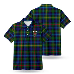 Smith Modern Tartan Crest Birdseye Mesh Polo Shirt