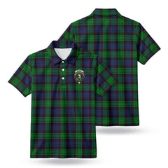 Stewart Old Modern Tartan Crest Birdseye Mesh Polo Shirt
