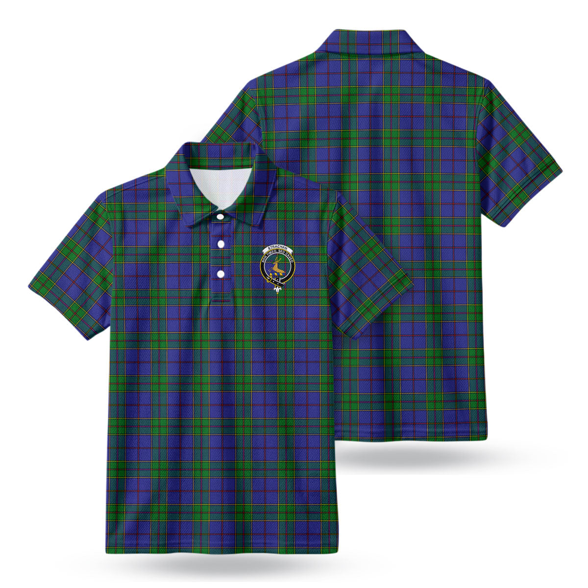 Strachan Tartan Crest Birdseye Mesh Polo Shirt